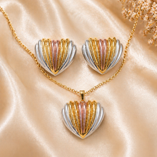 Load image into Gallery viewer, Anti Tarnish 3-Tone Combo Set with 1 pair of earring and Necklace 6