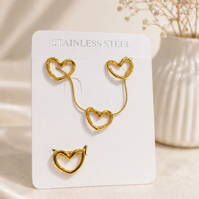 Anti Tarnish Combo Set with 1 Pair of Earring, Necklace and Ring
