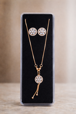 Cz Earring and Necklace  with set box