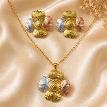 Load image into Gallery viewer, Anti Tarnish 3-Tone Combo Set with 1 pair of earring and Necklace 7