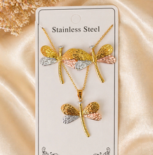 Load image into Gallery viewer, Anti Tarnish 3-Tone Combo Set with 1 pair of earring and Necklace 8