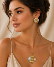 Load image into Gallery viewer, Anti Tarnish 3-Tone Combo Set with 1 pair of earring and Necklace 7