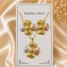 Load image into Gallery viewer, Anti Tarnish 3-Tone Combo Set with 1 pair of earring and Necklace 7