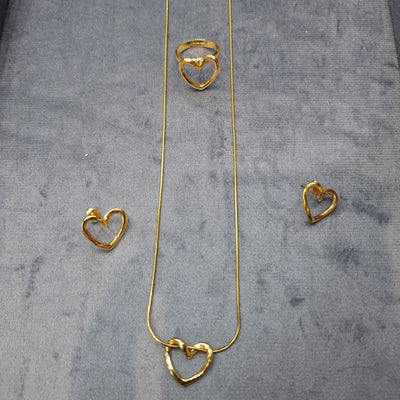 Anti Tarnish Combo Set with 1 Pair of Earring, Necklace and Ring