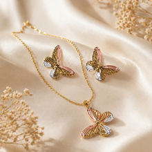 Load image into Gallery viewer, Anti Tarnish 3-tone combo set with 1 pair of earring and Necklace 1