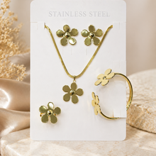 Load image into Gallery viewer, Anti Tarnish Combo Set With 1 Pair of Earring, Bracelet, Necklace and Ring