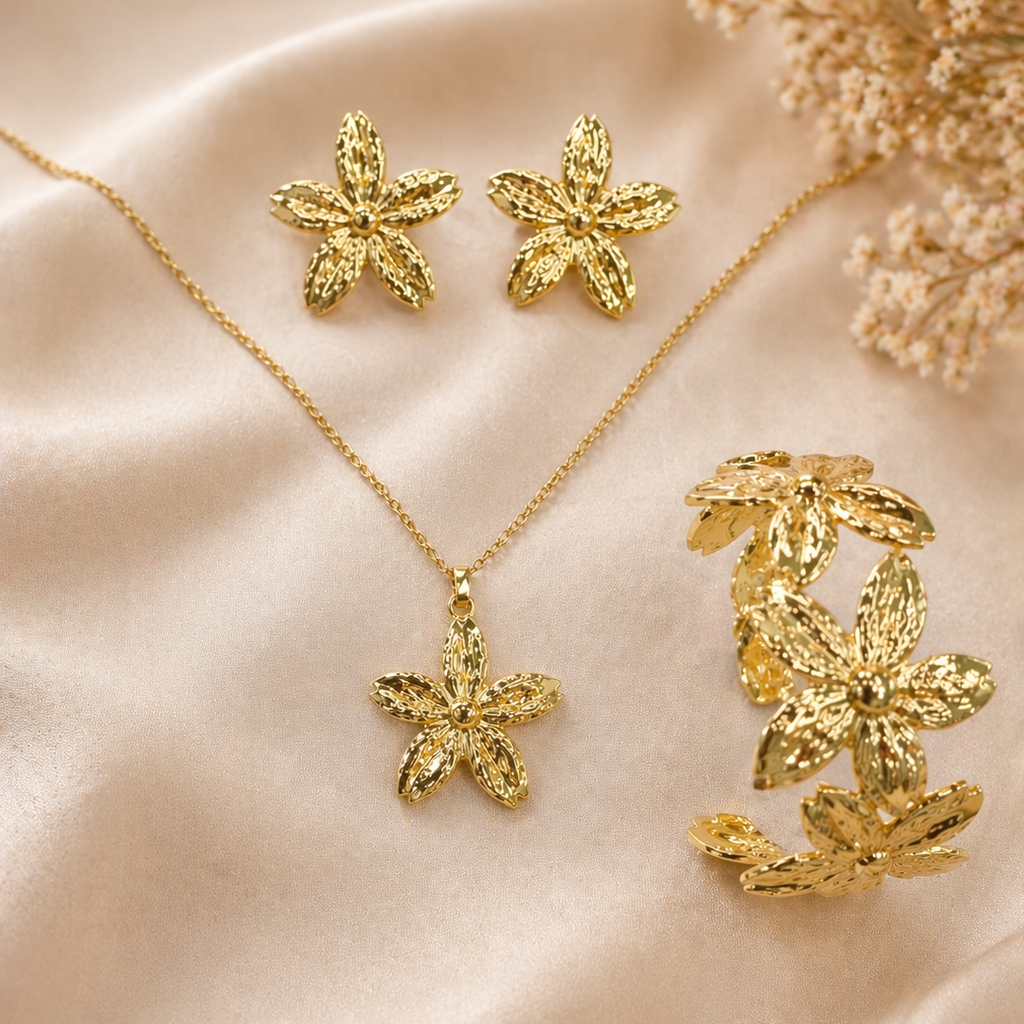 Anti Tarnish  Combo Set with 1 pair of Earring, Bracelet and Necklace