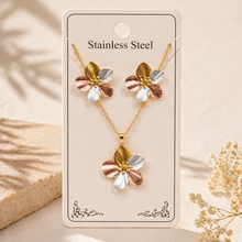Load image into Gallery viewer, Anti Tarnish 3-tone combo set with 1 pair of earring and Necklace 5