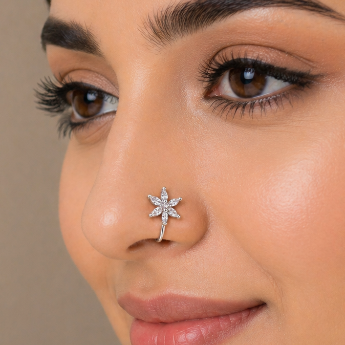 Anti Tarnish CZ nose pin