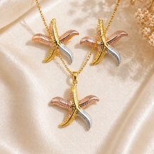 Load image into Gallery viewer, Anti Tarnish 3-tone combo set with 1 pair of earring and Necklace 4