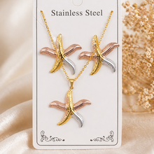 Load image into Gallery viewer, Anti Tarnish 3-tone combo set with 1 pair of earring and Necklace 4
