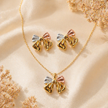Load image into Gallery viewer, Anti Tarnish 3-tone combo set with 1 pair of earring and Necklace 2